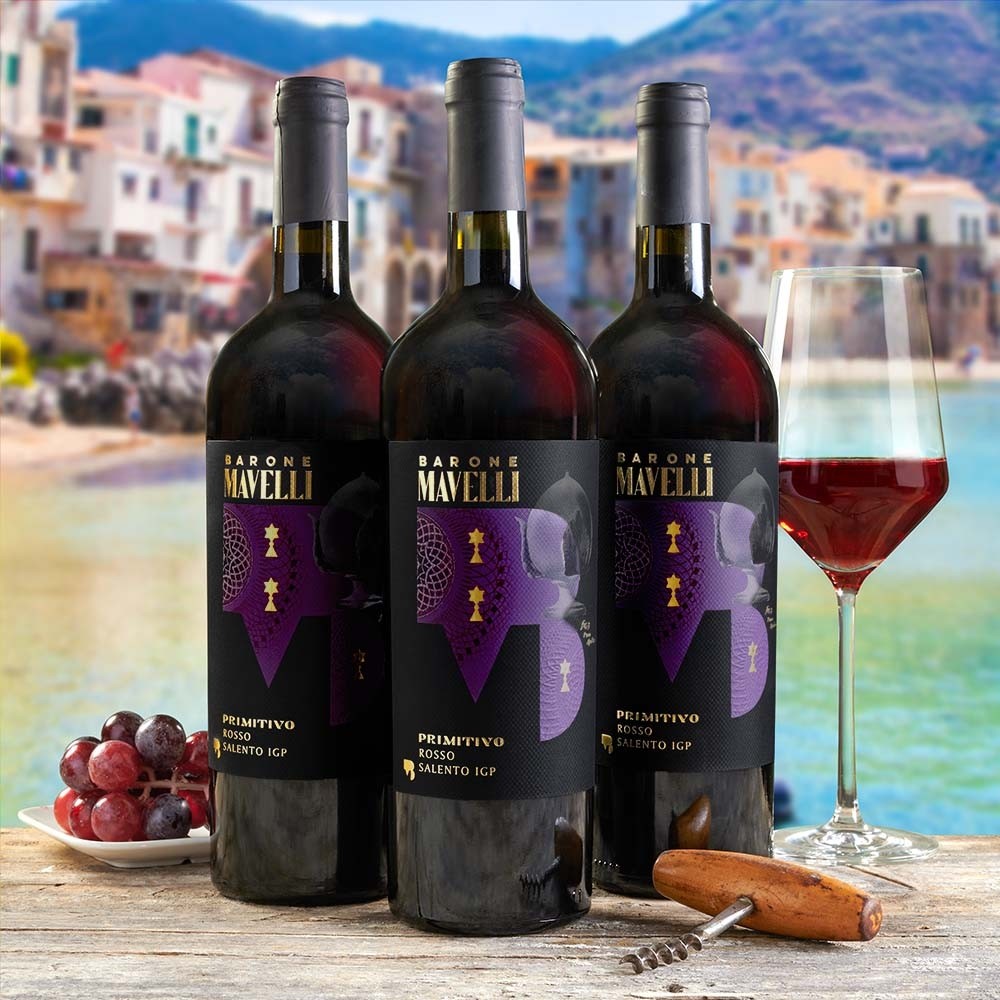 Výhodné balení Primitivo Salento IGT Barone Mavelli - 3 x 0,75 l