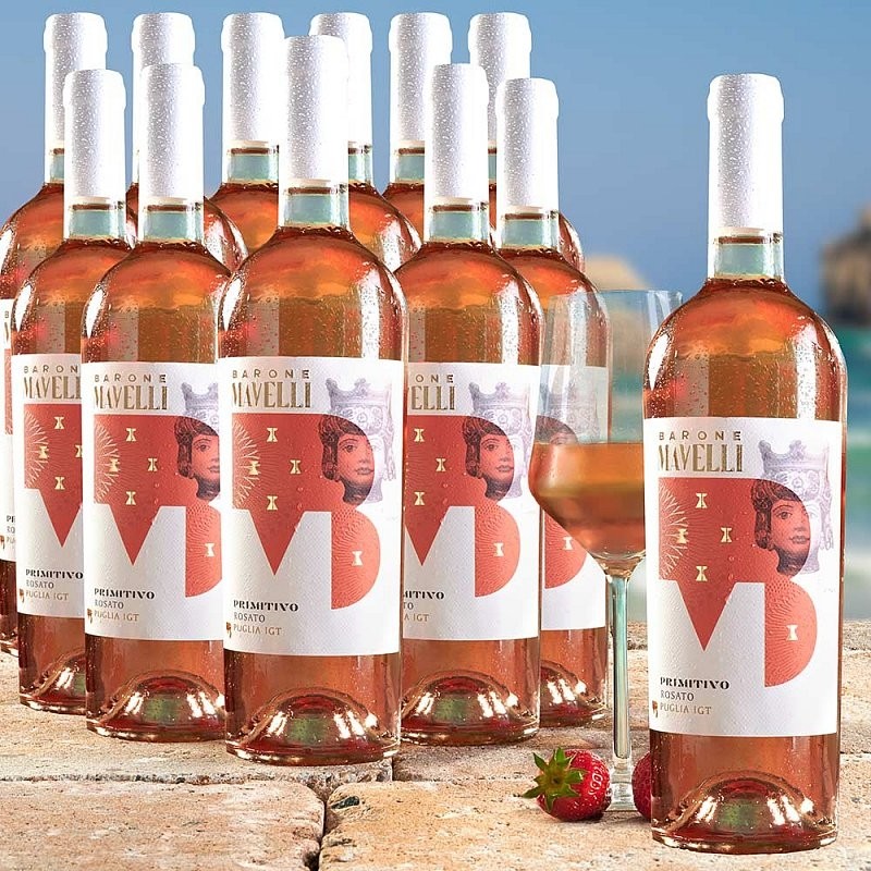 Výhodné balení Primitivo Rose IGT Puglia 12 x 0,75 l