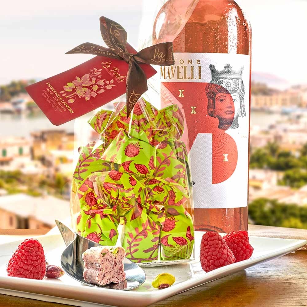 Malinové pralinky a rosato - dárková sada